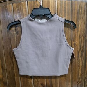 SPANX Ribbed Crop Top - Soft Brown